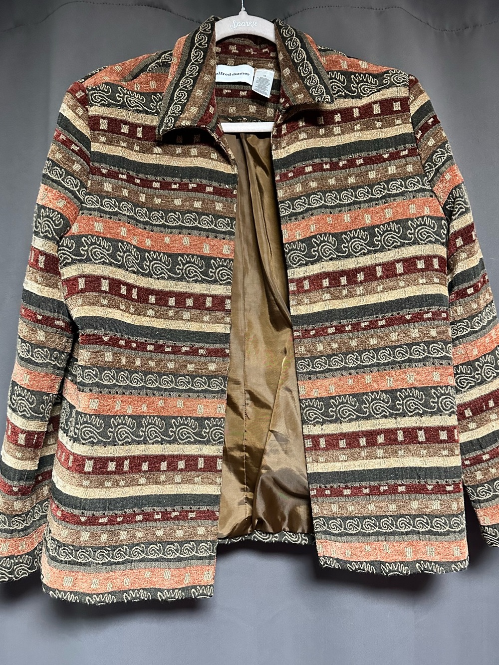 Alfred Dunner Multicolor Patterned Blazer with Earth Tones
